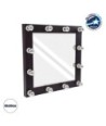 GloboStar® MAKEUP MIRROR-80x80-2 Μοντέρνος Καθρέπτης Μακιγιάζ με Πλαίσιο Φυσικού Ξύλου με Διακόπτη On-Off 12 x E27 AC220-240V - Μ80 x Π7 x Υ80cm - Καφέ Wenge
